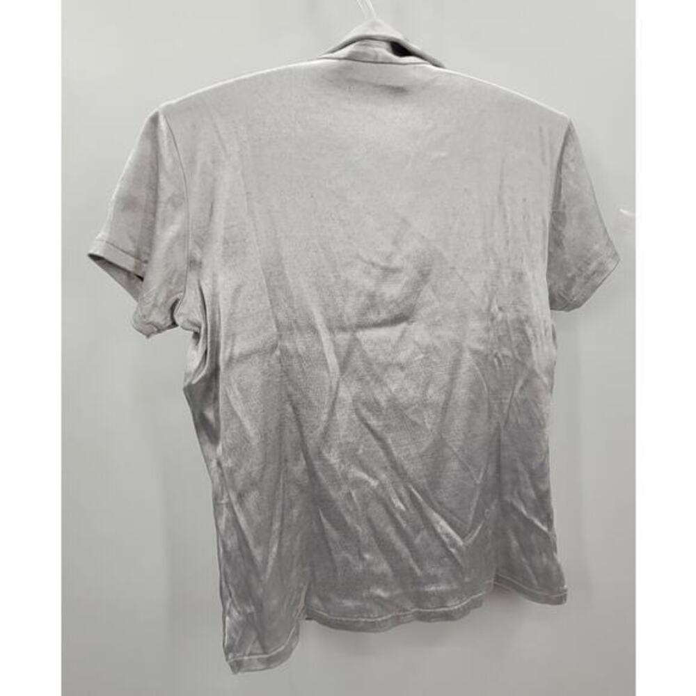 Anchor Blue Shimmery Gray Stretchy Short Sleeve Blouse Top Cybercore View 3